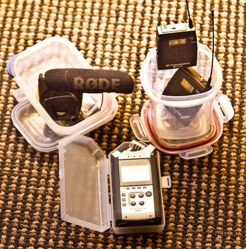 Zoom H4n recorder, RØDE VideoMic Pro, and Sennheiser ew 112-p G3 wireless mic/receiver